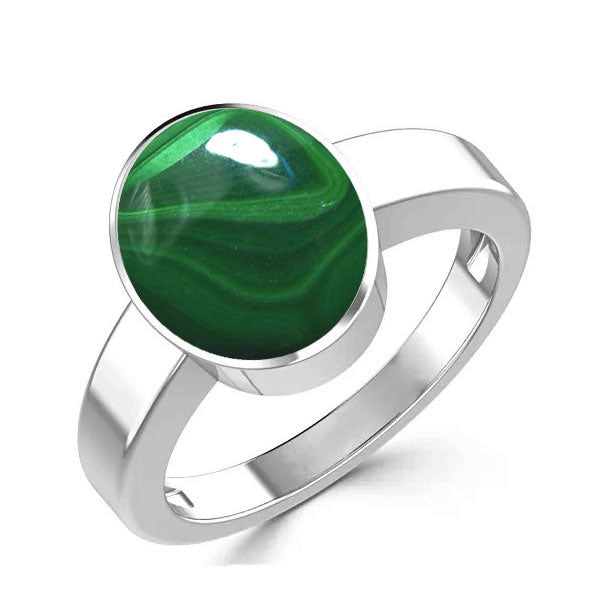 Natural Malachite (Danafirang) 925 Sterling Silver Ring 2.25 to 9.25 ratti Simple Oval Shape For Mens & Womens ring size IND:6-28