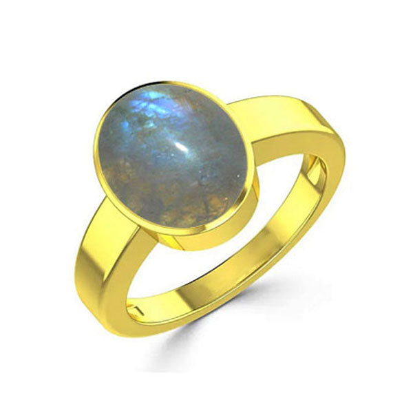 Natural Rainbow Moonstone June Month StoneGold Plated Ring 2.25 to 9.25 ratti Simple Oval Shape For Mens & Womens ring size IND:6-28