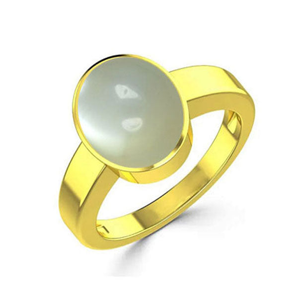 Natural Moonstone June Month Stone Gold Plated Ring 2.25 to 9.25 ratti Simple Oval Shape For Mens & Womens ring size IND:6-28