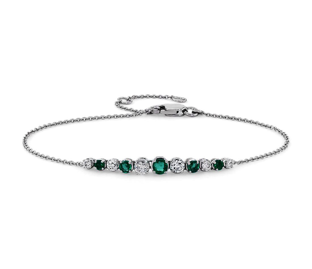 Choose Your Gemstone Color 925 Sterling Silver Curve Tennis Bracelet Cable Chain Lobster Claw Birthstone Bracelet Jewelry for women and Girls Size In 6.5 To 8