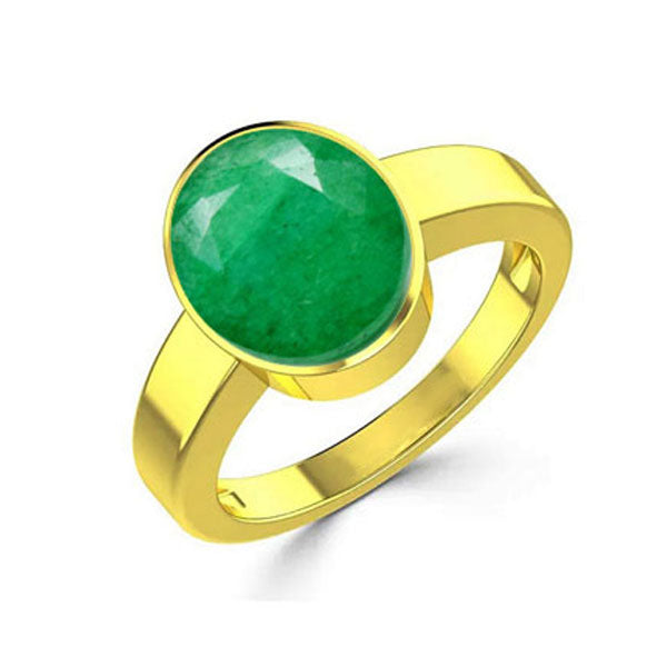 Natural Emerald (Panna) May month stone Gold Plated Ring 2.25 to 9.25 ratti Simple Oval Shape For Mens & Womens ring size IND:6-28