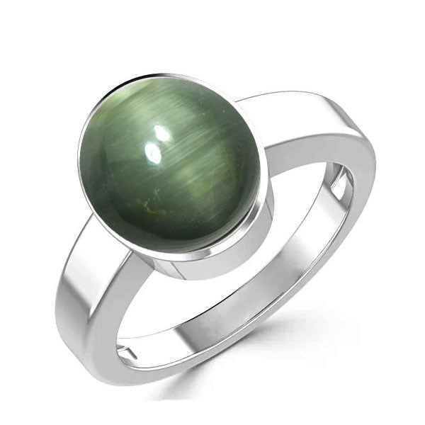 Natural Cats Eye Stone 925 Sterling Silver Ring 2.25 to 9.25 ratti Simple Oval Shape For Mens & Womens ring size IND:6-28