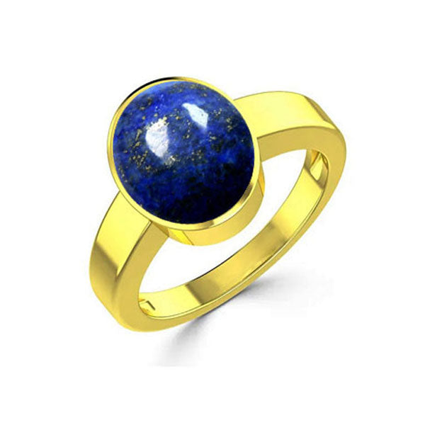 Natural Lapis Lazuli Gold Plated 2.25 to 9.25 ratti Simple Oval Shape For Mens & Womens ring size IND:6-28