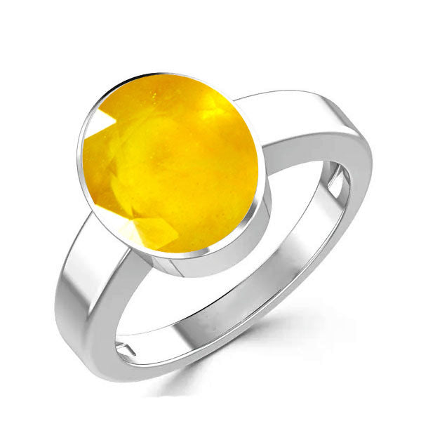 Natural Yellow Sapphire Stone Real African Pukhraj Stone Sterling Silver  Ring | eBay