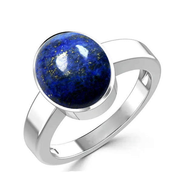 Natural Lapis Lazuli 925 Sterling Silver Ring 2.25 to 9.25 ratti Simple Oval Shape For Mens & Womens ring size IND:6-28