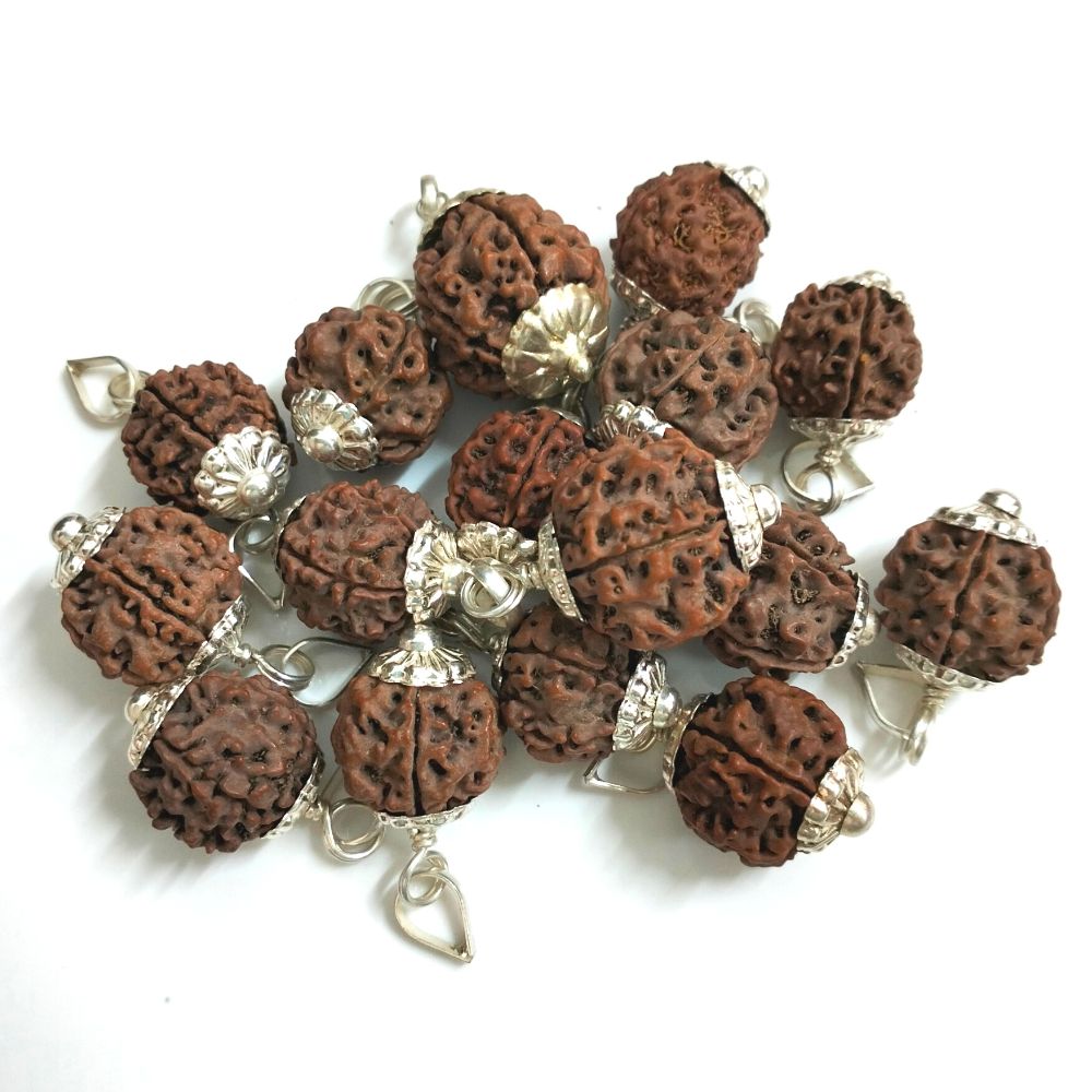 Natural 5 Mukhi Nepali Rudraksha Silver Pendant at Wholesale Rates (Rs 380/Piece)