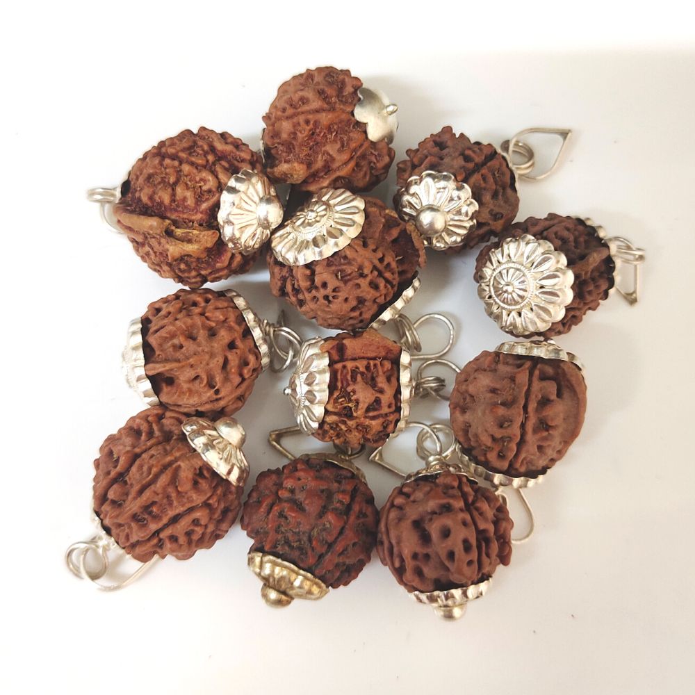 Natural Shri Ganesh Nepali Rudraksha Silver Plated Pendant at Wholesale Rates (Rs 125/Piece)