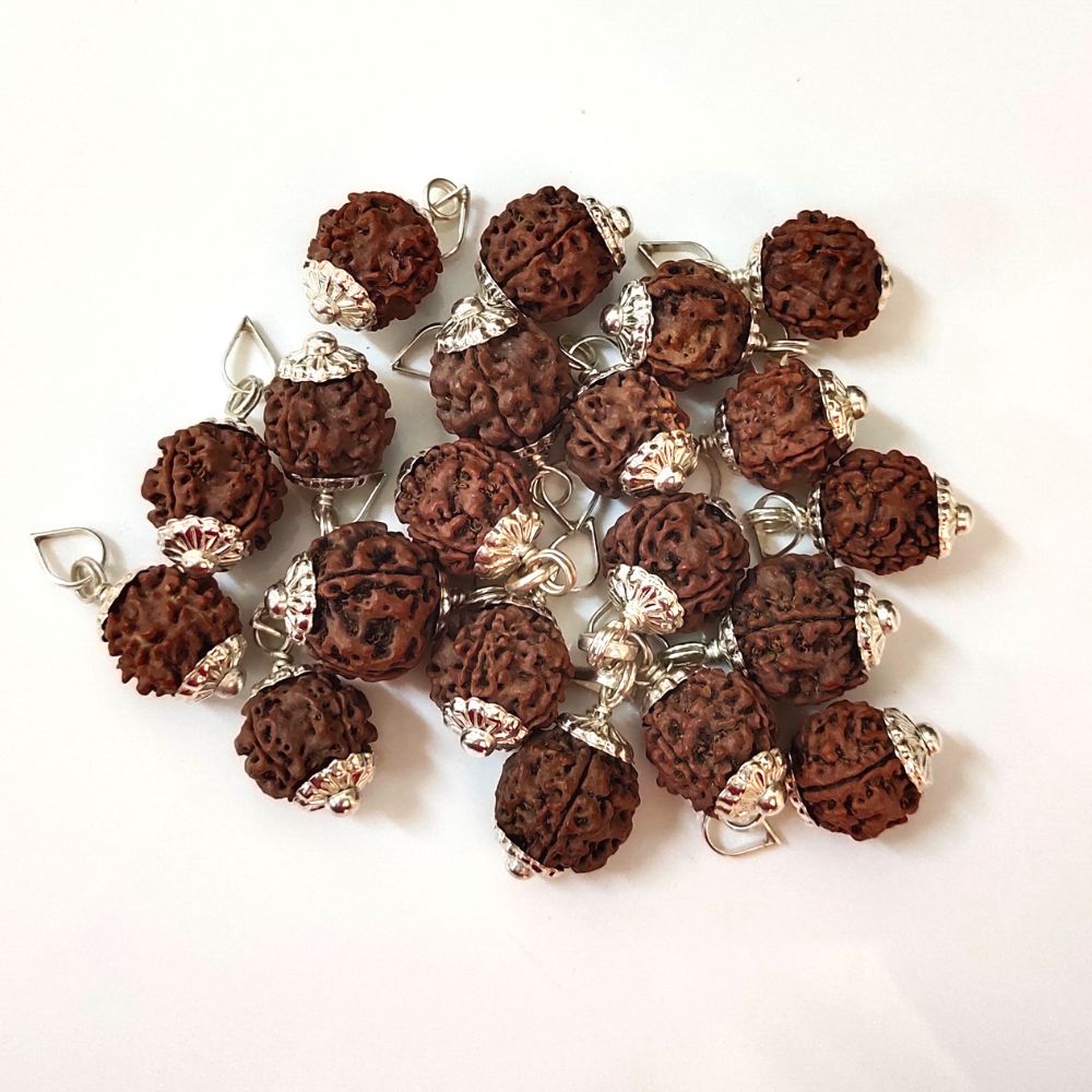 Natural 4 Mukhi Nepali Rudraksha Silver Pendant at Wholesale Rates (Rs 380/Piece)