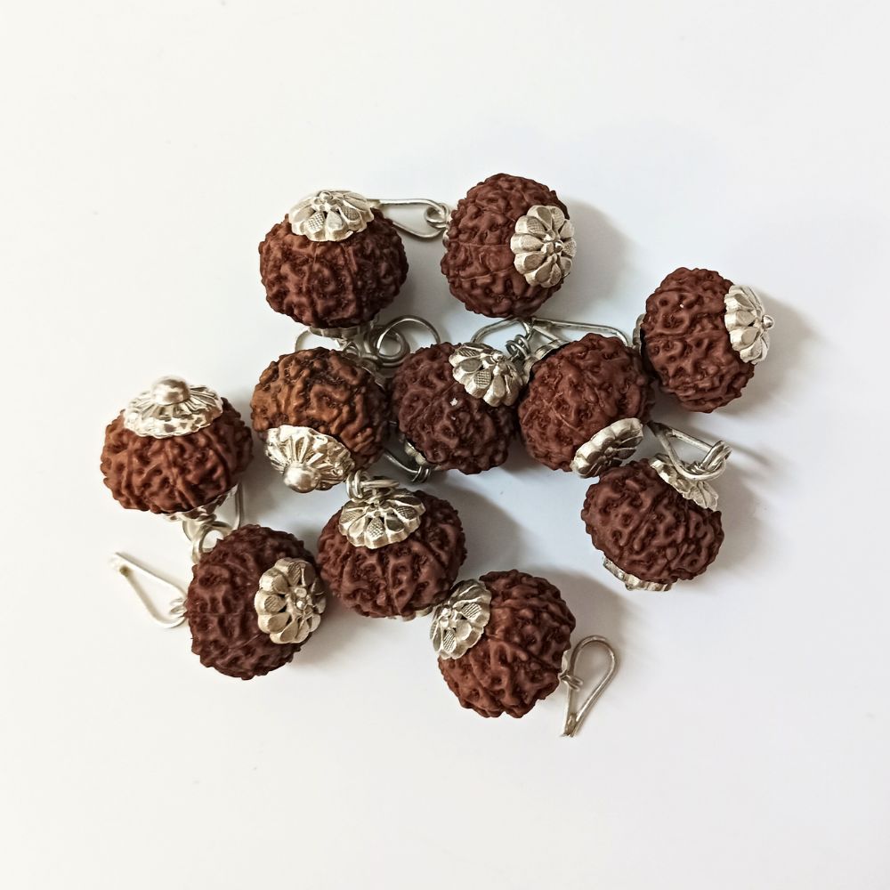 Natural 9 Mukhi Indonesia Rudraksha Silver Plated Pendant at Wholesale Rates (Rs 275/Piece)