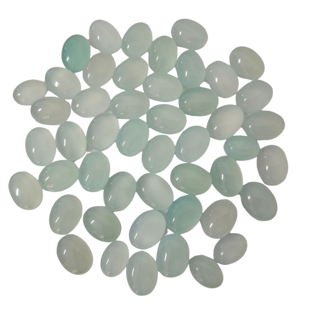 Natural Aqua Chalcedony Cabochon Oval Shape Fine Quality Loose Gemstone at Wholesale Rates (Rs 20/Carat)