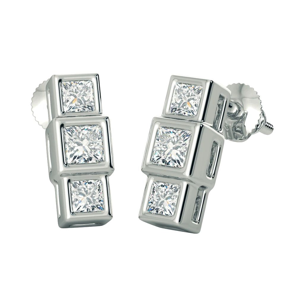 925 Sterling Silver Women's Stud Halo Earrings Bulk Rate 150/Gram Design-23