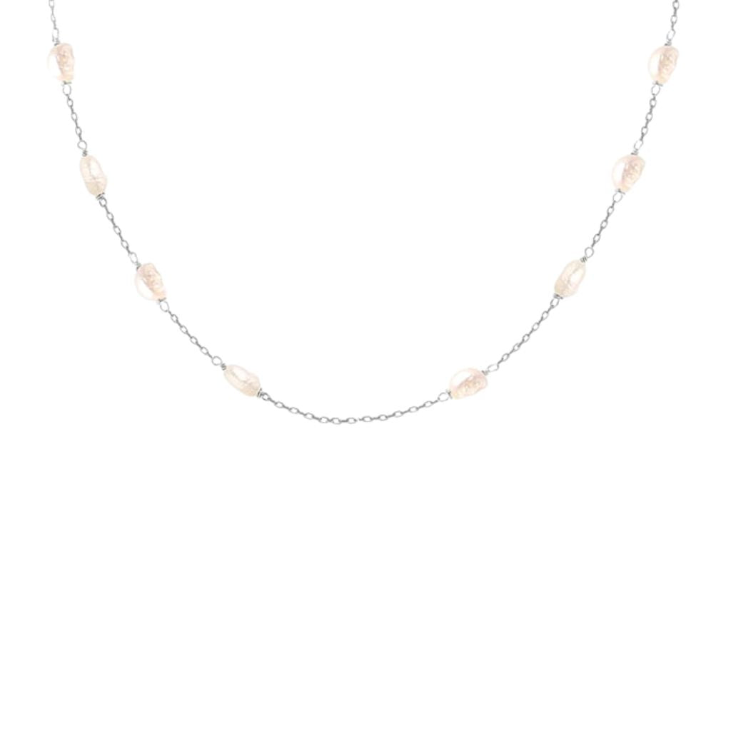 925 Sterling Silver Women's Pearl Necklace Bulk Rate 150/Gram Design-3