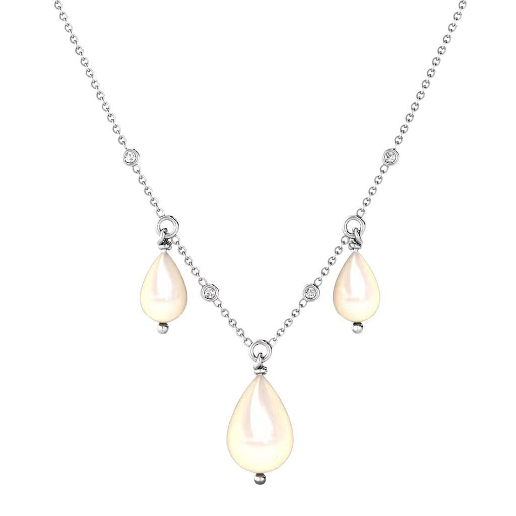 925 Sterling Silver Women's Pearl Necklace Bulk Rate 150/Gram Design-19