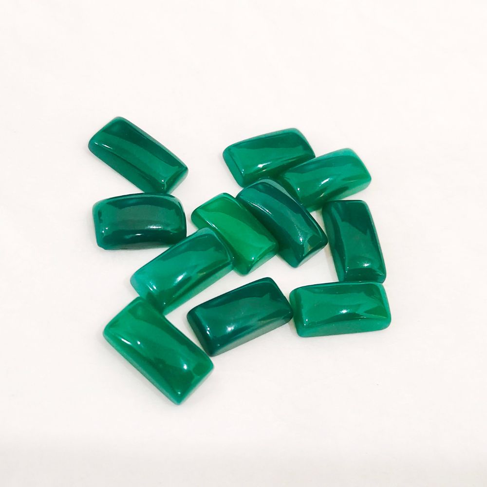 Natural Green Onyx Cabochon Rectangle Shape Fine Quality Loose Gemstone at Wholesale Rates (Rs 20/Carat)
