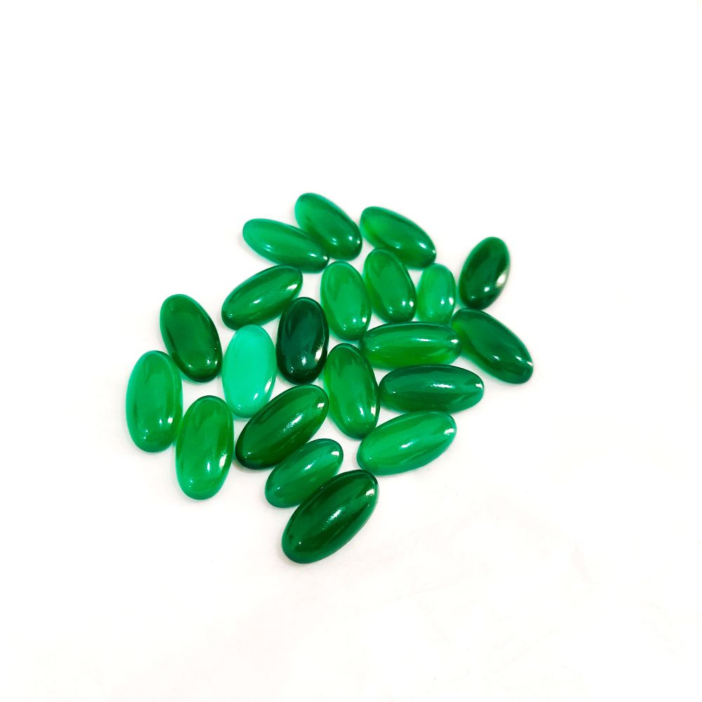 Natural Green Onyx Cabochon Long Oval Shape Fine Quality Loose Gemstone at Wholesale Rates (Rs 20/Carat)