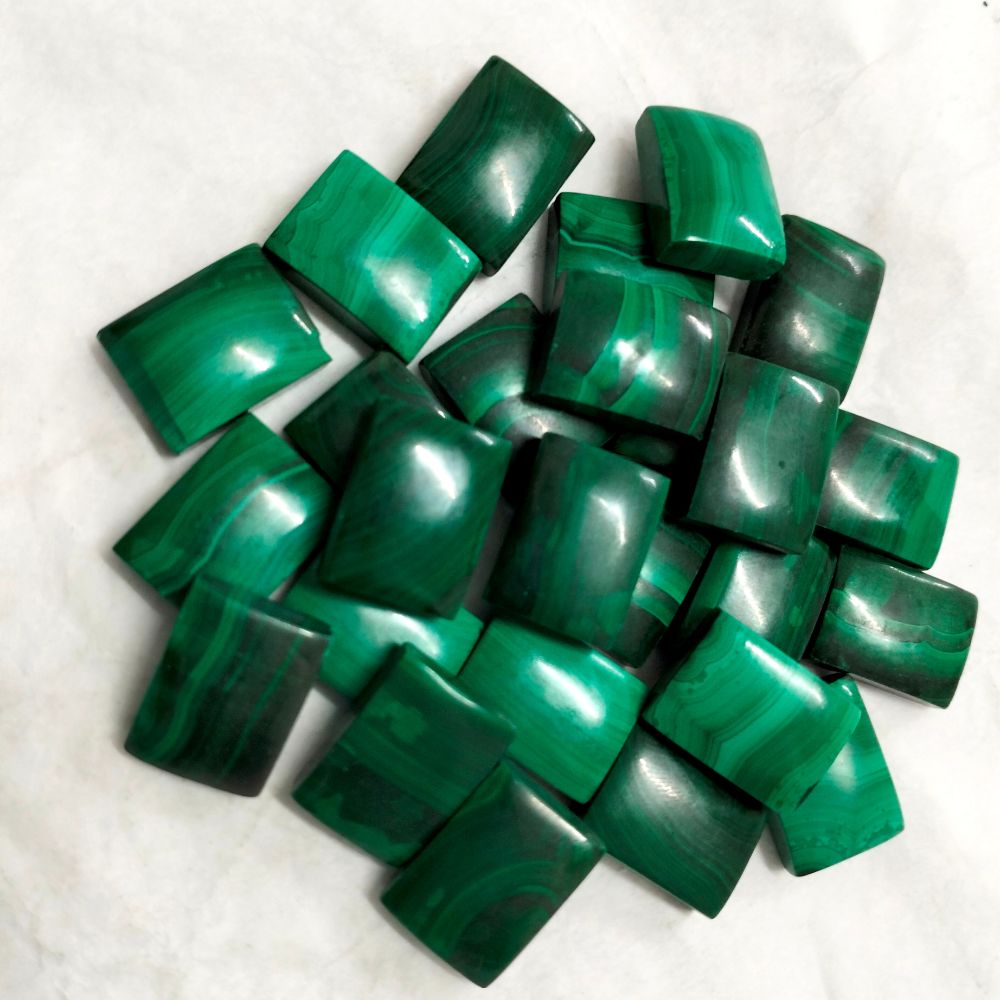 Natural Malachite Rectangle Shape Fine Quality Loose Gemstone at Wholesale Rates (Rs 20/Carat)