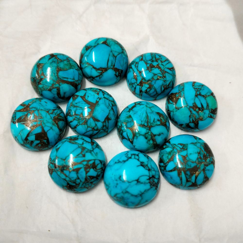 Natural Copper Turquoise Round Shape Fine Quality Loose Gemstone at Wholesale Rates (Rs 20/Carat)