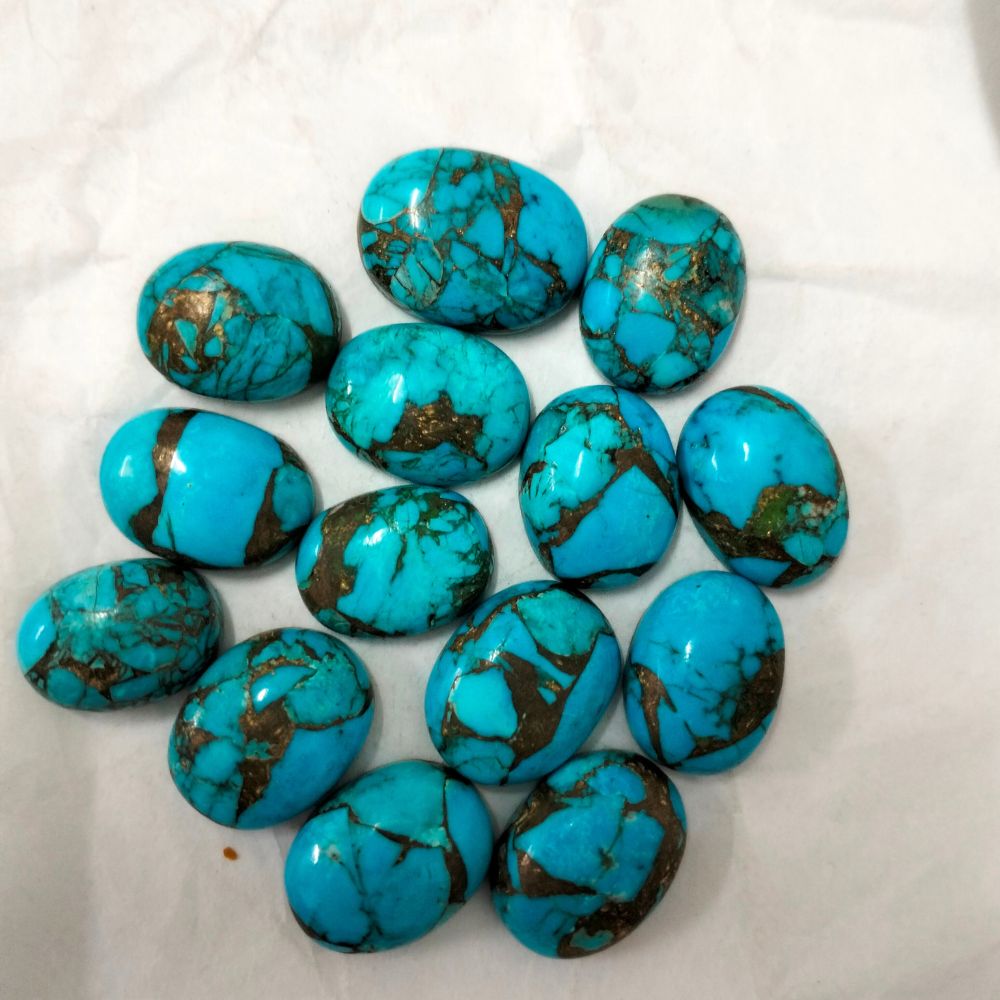 Natural Copper Turquoise Oval Shape Fine Quality Loose Gemstone at Wholesale Rates (Rs 20/Carat)