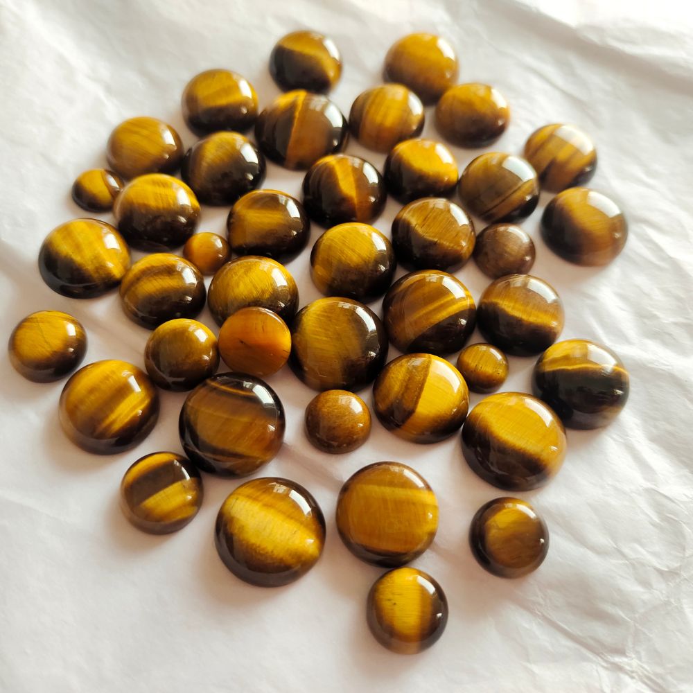 Natural Tiger Eye Cabochon Round Shape Fine Quality Loose Gemstone at Wholesale Rates (Rs 15/Carat)