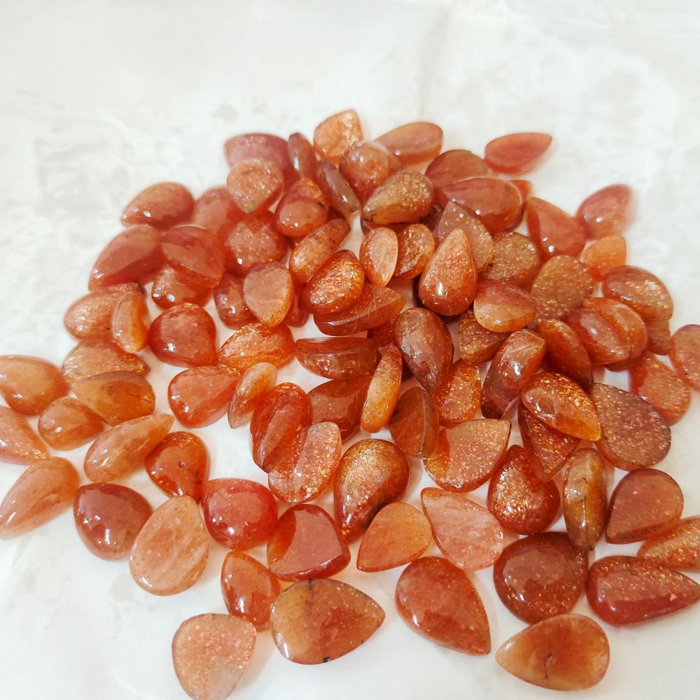 Natural Sunstone Cabochon Pear Shape Fine Quality Loose Gemstone at Wholesale Rates (Rs 20/Carat)