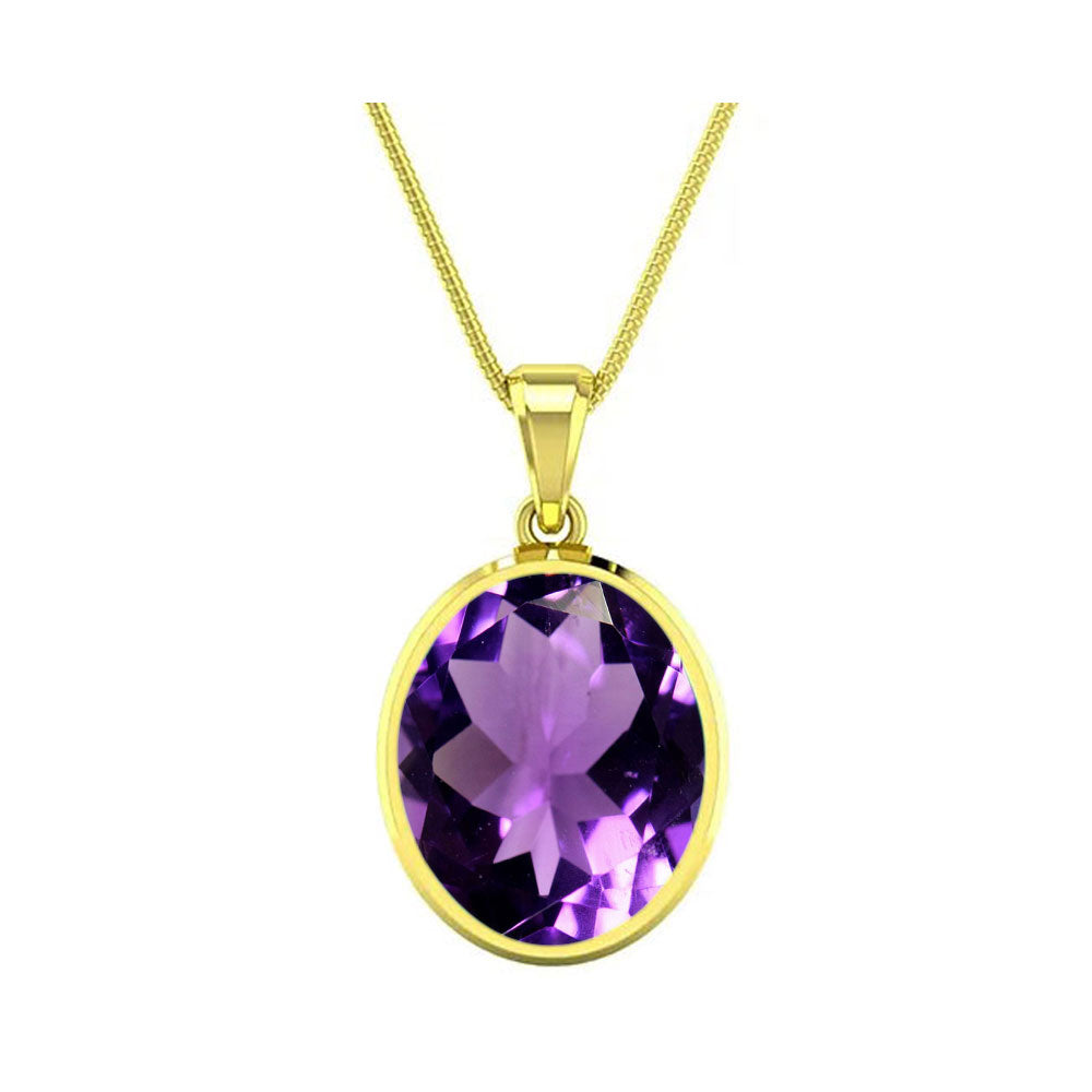 Choose Your Natural Natural Amethyst Gemstone Gold Plated Pendant Oval Shape 2.25 To 9.25 Ratti Astrological Handcrafted Jewelry Gift for Women Men Chakra Healing Locket