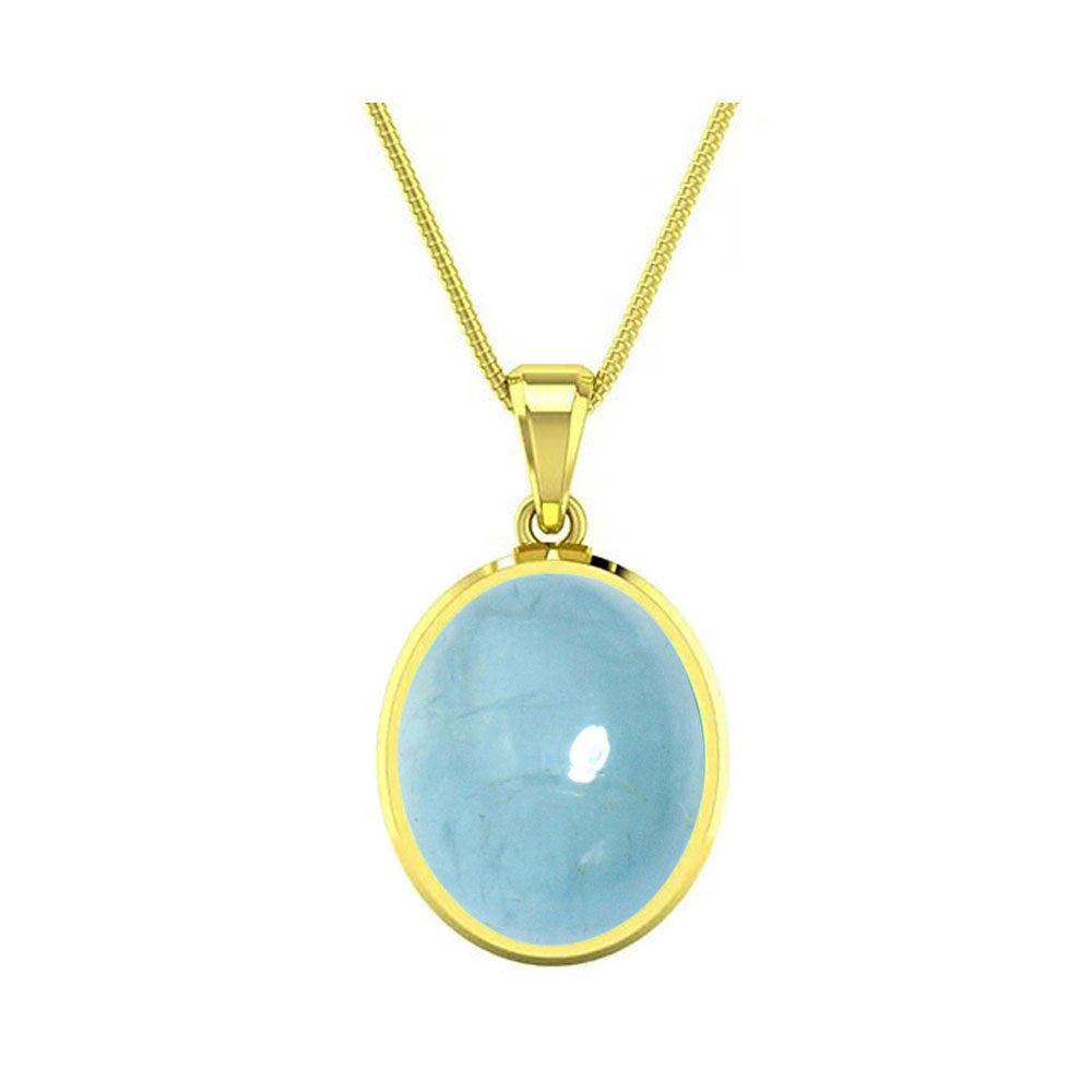 Choose Your Natural Aquamarine Gemstone Gold Plated Pendant Oval Shape To Ratti Astrological Handcrafted Jewelry Gift for Women Men Chakra