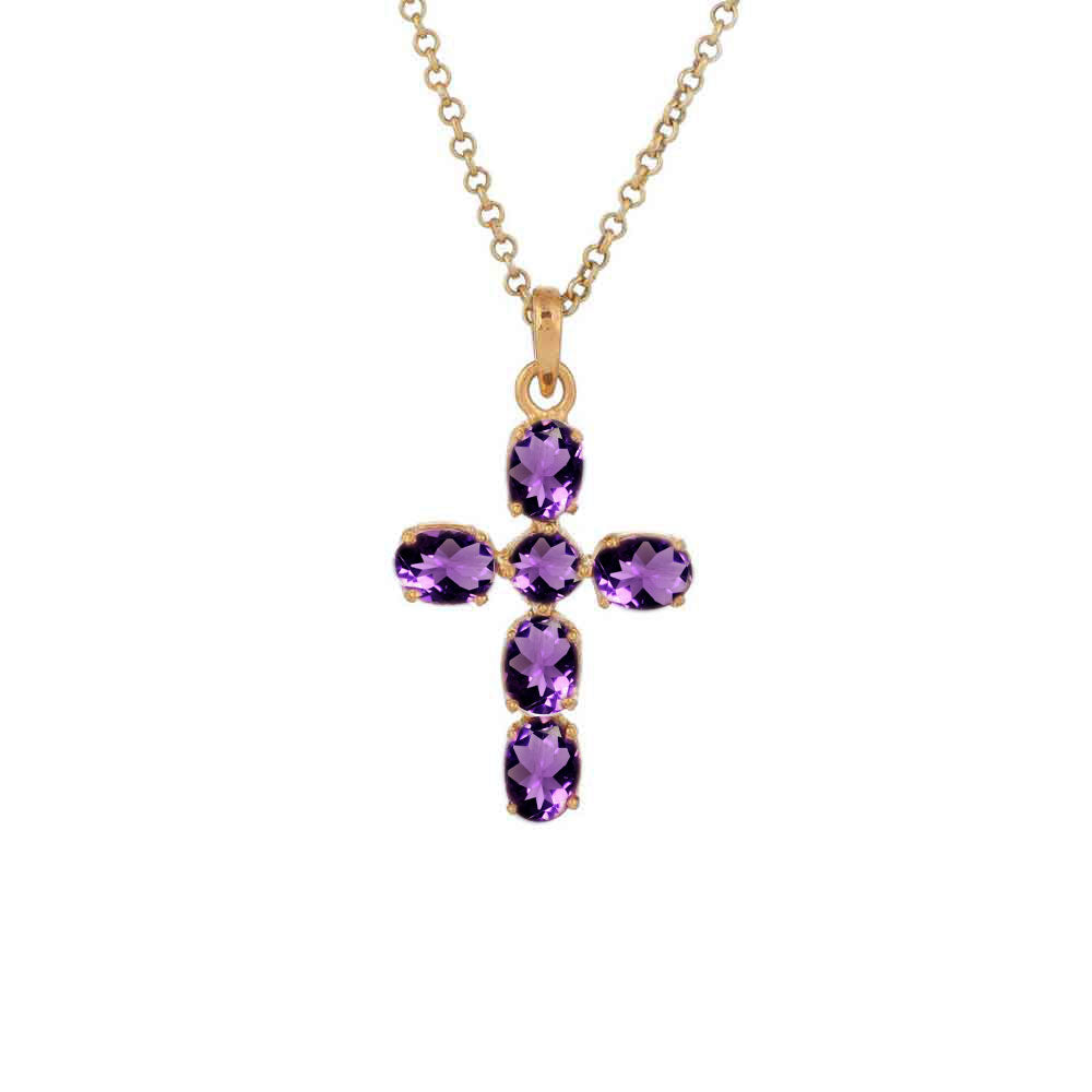 Choose Your Color 925 Sterling-Silver,18K Gold Plated,Rose Gold Plated Cross Pendant Necklace for Women in Natural, Created Gemstones