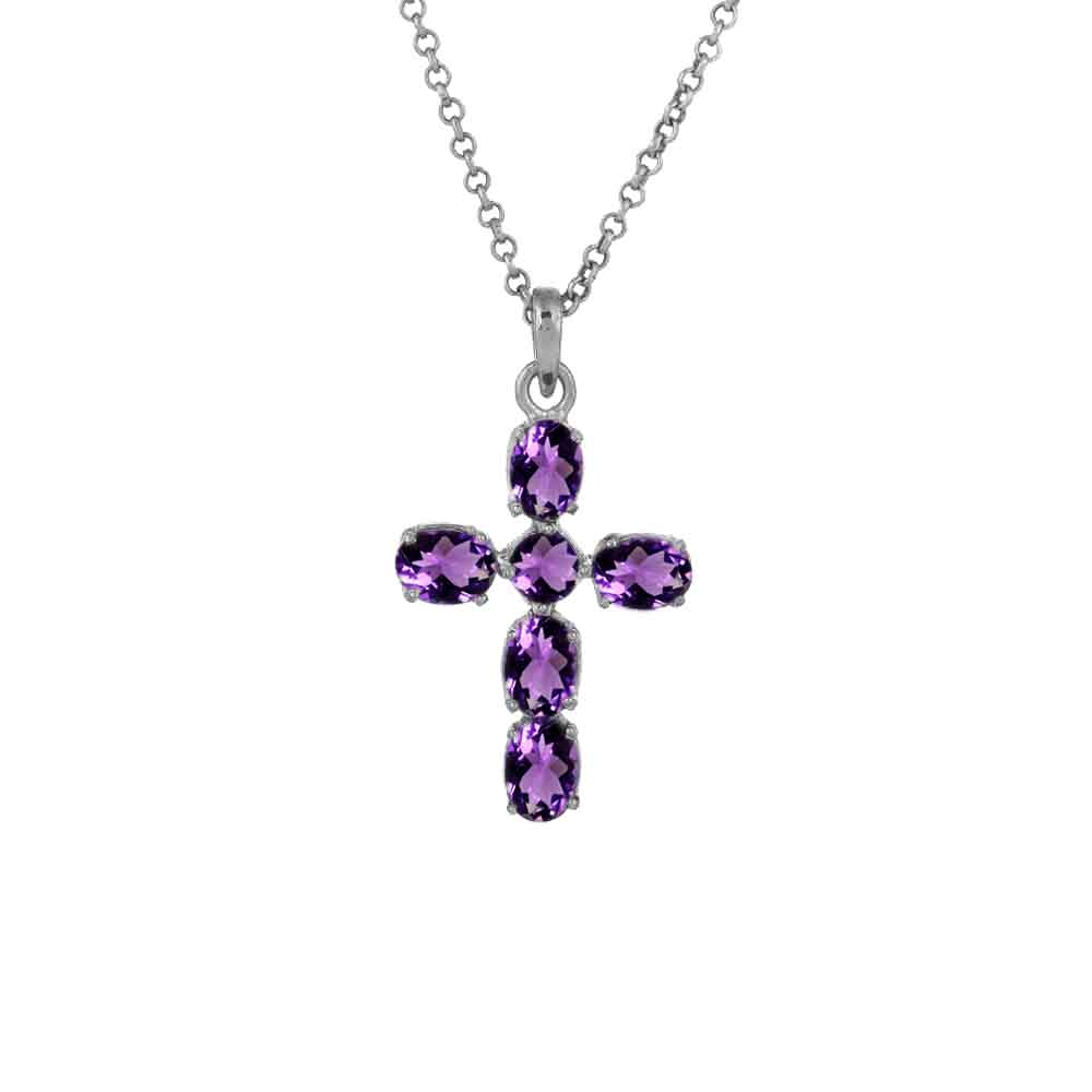 Choose Your Color 925 Sterling-Silver,18K Gold Plated,Rose Gold Plated Cross Pendant Necklace for Women in Natural, Created Gemstones