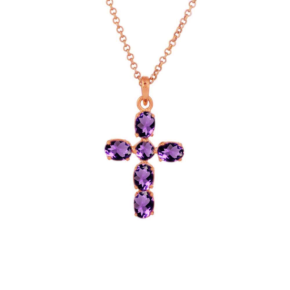 Choose Your Color 925 Sterling-Silver,18K Gold Plated,Rose Gold Plated Cross Pendant Necklace for Women in Natural, Created Gemstones