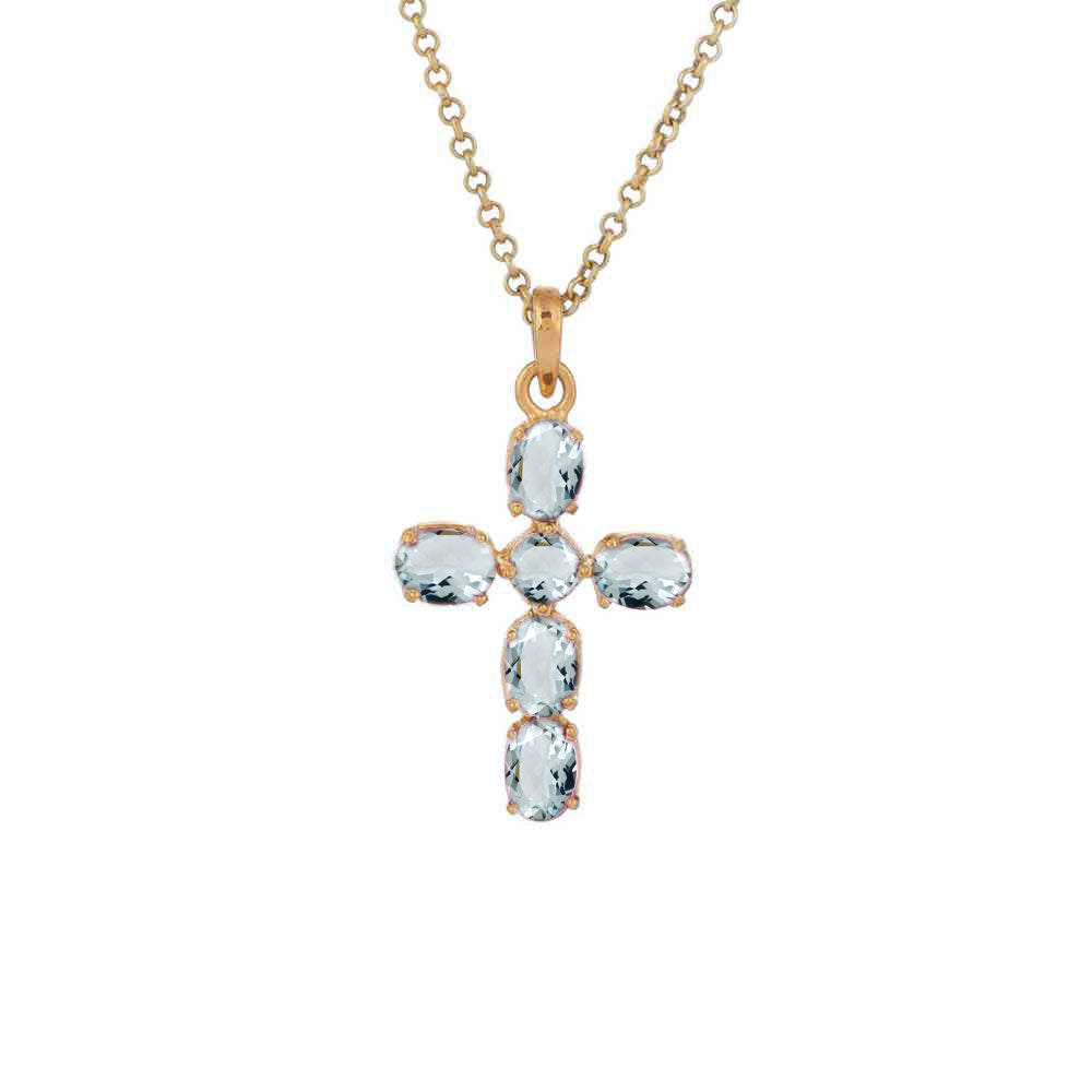 Choose Your Color 925 Sterling-Silver,18K Gold Plated,Rose Gold Plated Cross Pendant Necklace for Women in Natural, Created Gemstones