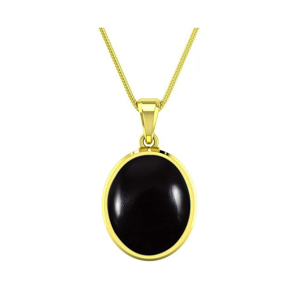 Choose Your Natural BLACK ONYX Gemstone Gold Plated Pendant Oval Shape 2.25 To 9.25 Ratti Astrological Handcrafted Jewelry Gift for Women Men Chakra Healing Locket