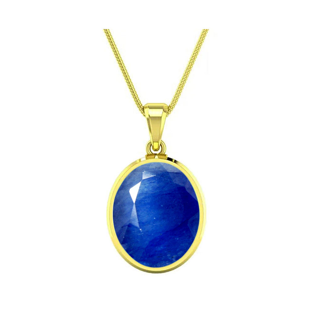 Choose Your Natural Blue Sapphire Gemstone Gold Plated Pendant Oval Shape 2.25 To 9.25 Ratti Astrological Handcrafted Jewelry Gift for Women Men Chakra Healing Locket