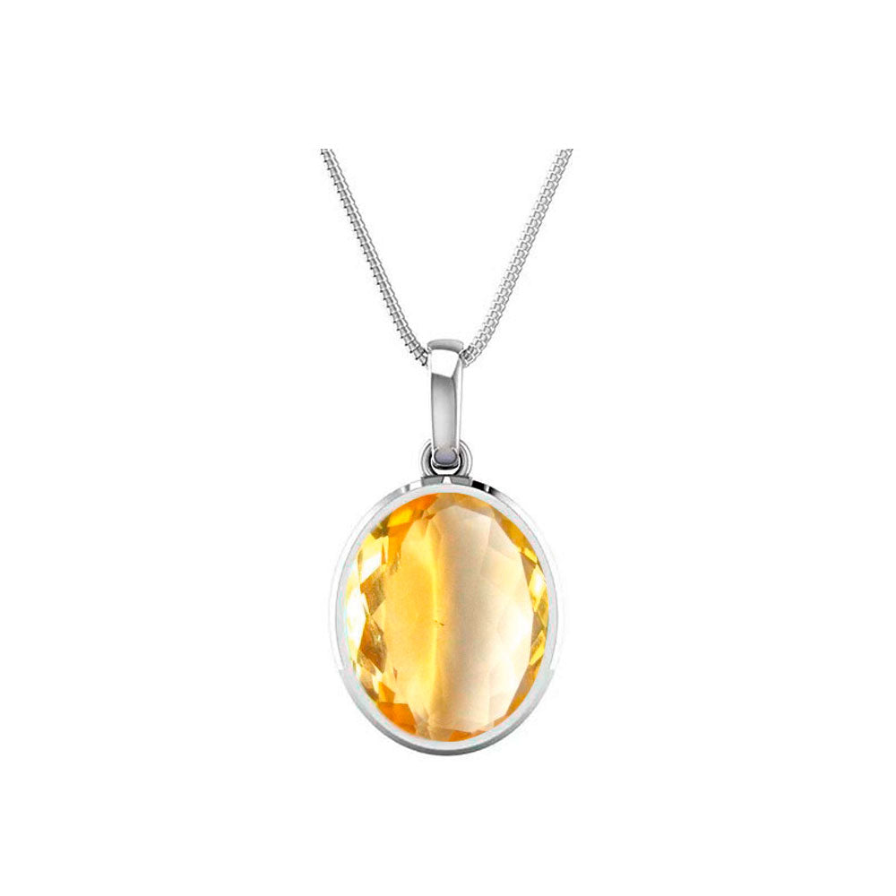 Choose Your Natural Citrine Gemstone Silver Plated Pendant Oval Shape To Ratti Astrological Handcrafted Jewelry Gift for Women Men Chakra