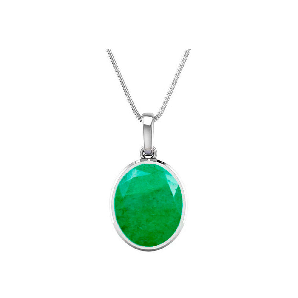 Choose Your Natural Emerald Gemstone Silver Plated Pendant Oval Shape 2.25 To 9.25 Ratti Astrological Handcrafted Jewelry Gift for Women Men Chakra Healing Locket