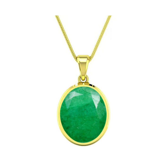 Choose Your Green Emerald Gemstone Gold Plated Pendant Oval Shape 2.25 To 9.25 Ratti Astrological Handcrafted Jewelry Gift for Women Men Chakra Healing Locket
