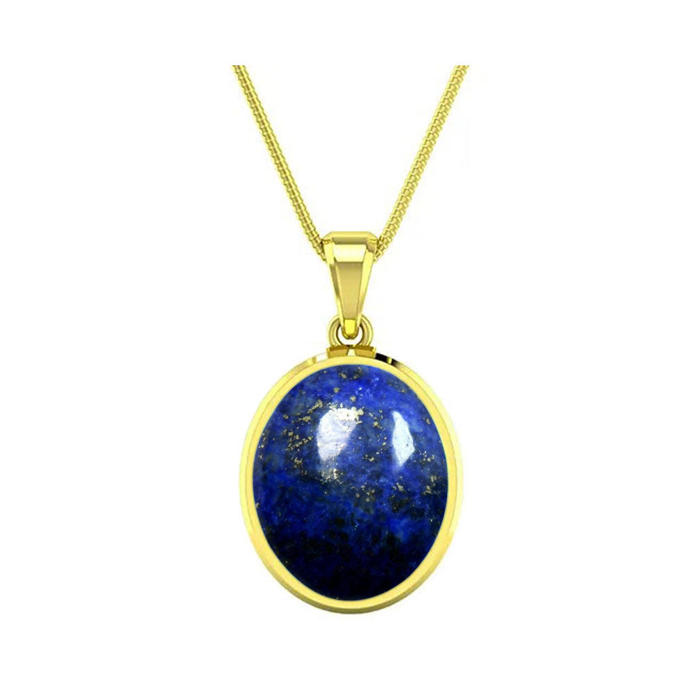 Choose Your Natural Lapis Lazuli Gemstone Gold Plated Pendant Oval Shape 2.25 To 9.25 Ratti Astrological Handcrafted Jewelry Gift for Women Men Chakra Healing Locket