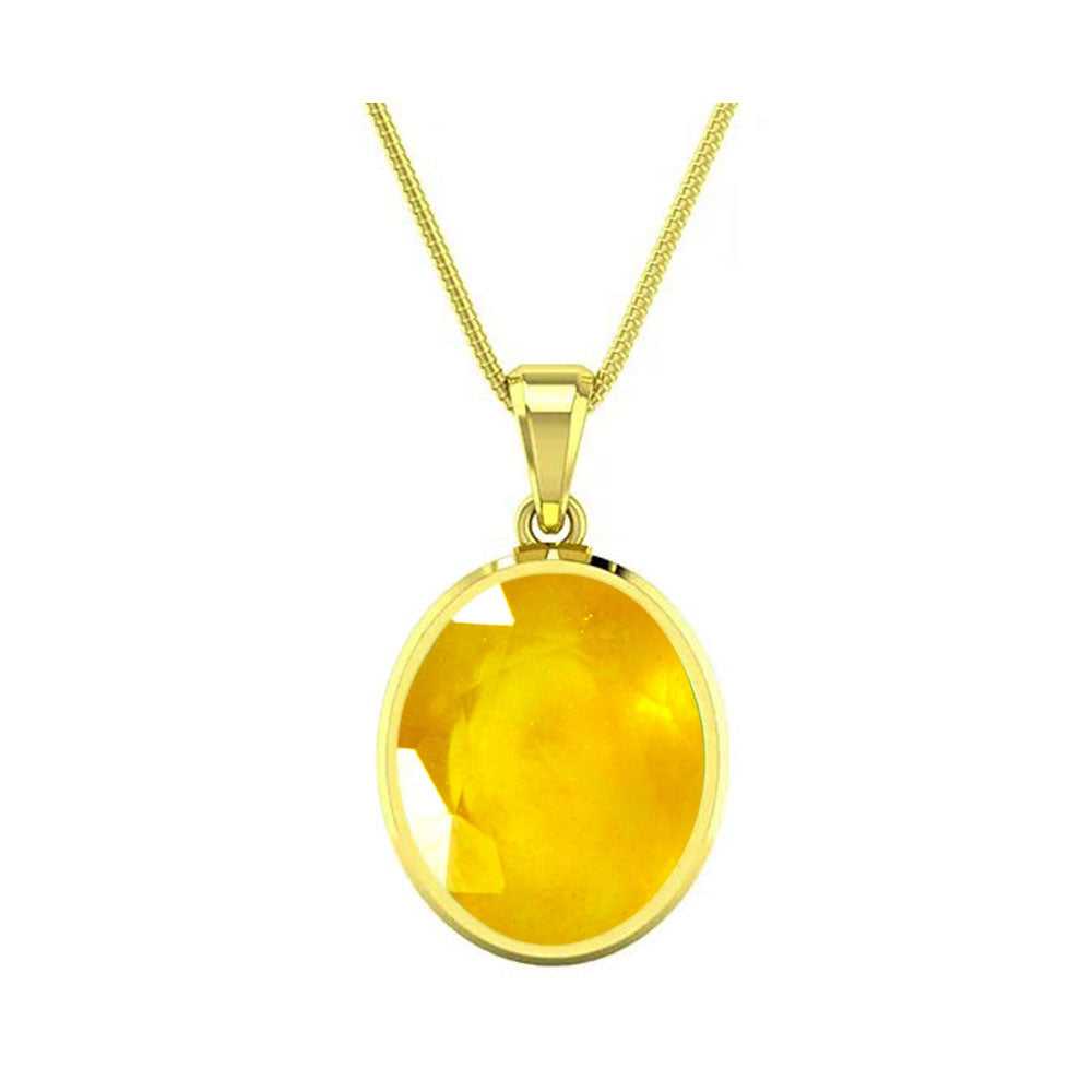 Choose Your Natural Yellow Sapphire Gemstone Gold Plated Pendant Oval Shape 2.25 To 9.25 Ratti Astrological Handcrafted Jewelry Gift for Women Men Chakra Healing Locket