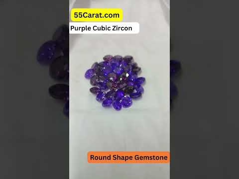 Created Purple Cubic Zircon Round Shape Fine Quality Loose Gemstone at Wholesale Rates (Rs 8/Carat)