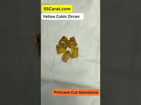 Created Yellow Cubic Zircon Princess Shape Fine Quality Loose Gemstone at Wholesale Rates (Rs 8/Carat)
