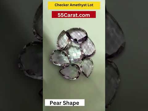 Natural Amethyst Checker Pear Shape Fine Quality Loose Gemstone at Wholesale Rates (Rs 90/Carat)