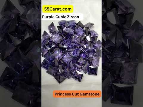 Created Purple Cubic Zircon Princess Shape Fine Quality Loose Gemstone at Wholesale Rates (Rs 8/Carat)