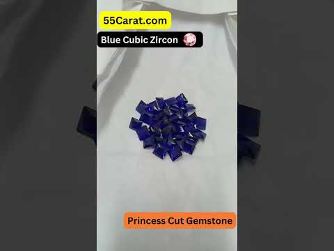 Created Blue Cubic Zircon Princess Shape Fine Quality Loose Gemstone at Wholesale Rates (Rs 8/Carat)