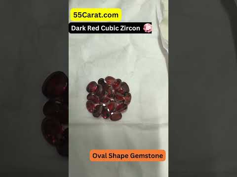 Created Dark Red Cubic Zircon Oval Shape Fine Quality Loose Gemstone at Wholesale Rates (Rs 8/Carat)