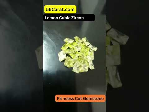 Created Lemon Cubic Zircon Princess Shape Fine Quality Loose Gemstone at Wholesale Rates (Rs 8/Carat)
