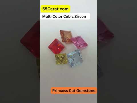 Created Multi Cubic Zircon Princess Shape Fine Quality Loose Gemstone at Wholesale Rates (Rs 8/Carat)