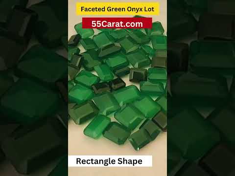 Natural Green Onyx Faceted Rectangle Shape Fine Quality Loose Gemstone at Wholesale Rates (Rs 40/Carat)