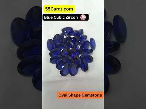 Created Blue Cubic Zircon Oval Shape Fine Quality Loose Gemstone at Wholesale Rates (Rs 8/Carat)