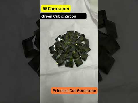 Created Green Cubic Zircon Princess Shape Fine Quality Loose Gemstone at Wholesale Rates (Rs 8/Carat)