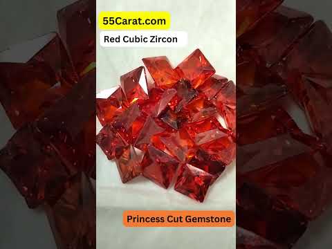 Created Red Cubic Zircon Princess Shape Fine Quality Loose Gemstone at Wholesale Rates (Rs 8/Carat)
