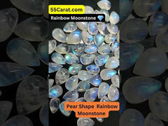 Natural Rainbow Moonstone 9x6mm Pear Cabochon Loose Gemstone - 1.50ct White/Blue